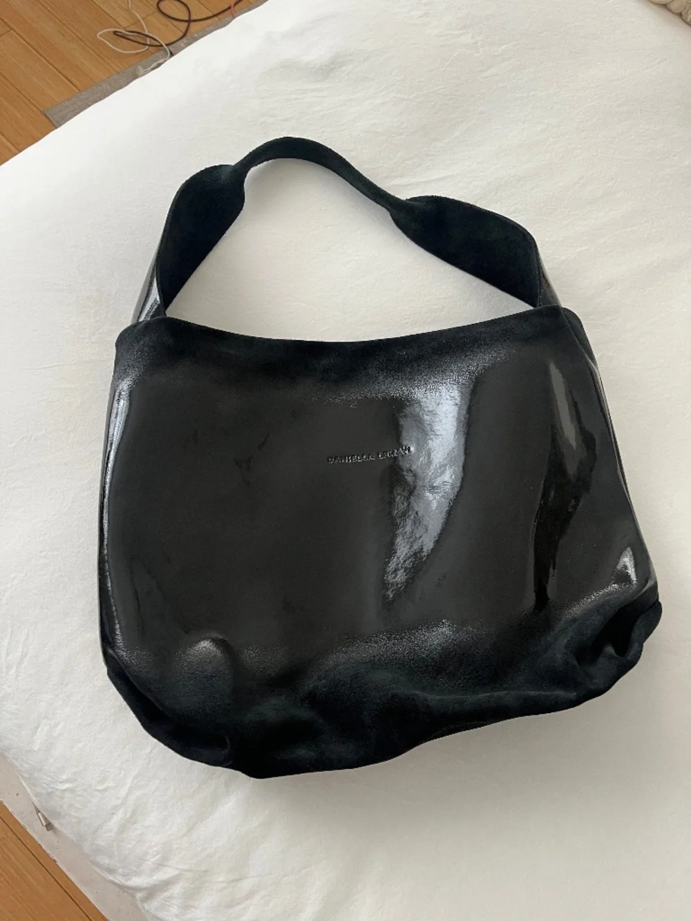 Daniella Lehavi Black Patent Leather and Suede Shoulder Bag